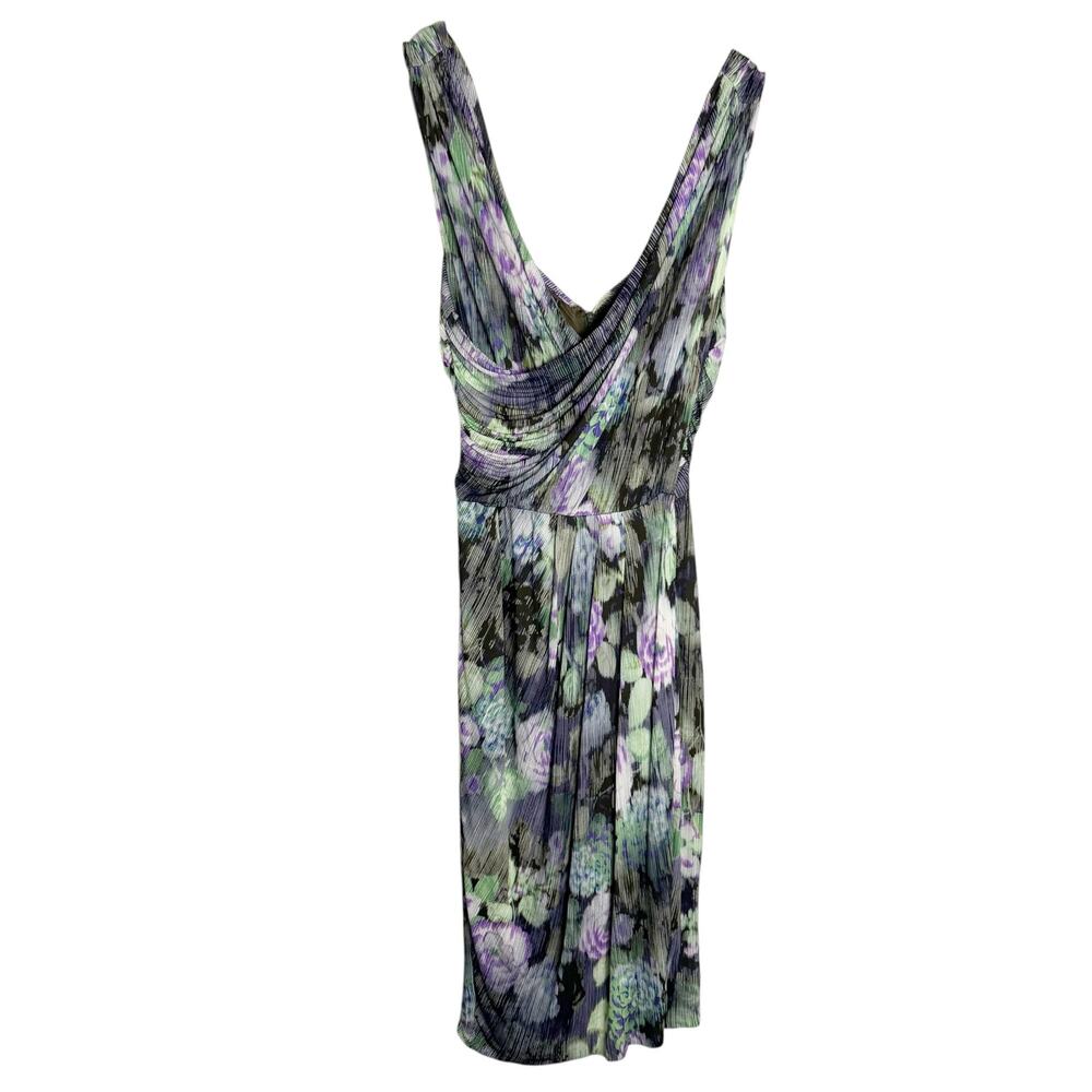 Etro Black Purple Watercolor Floral Print Sleeveless V-Neck Cocktail Dress L